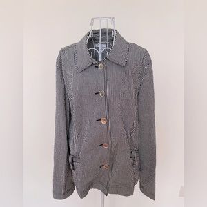 Charter Club Gray and White Button Down Seersucker Jacket XL